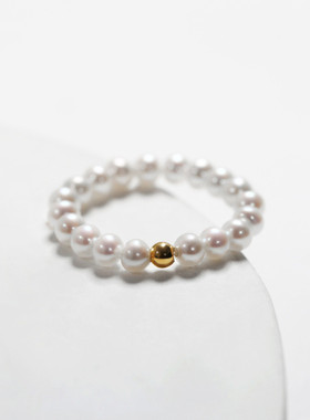 14K金小米珠时尚戒指淡水珍珠个