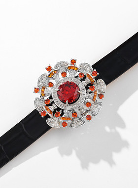 皮带扣手环时尚气质红色人造水晶