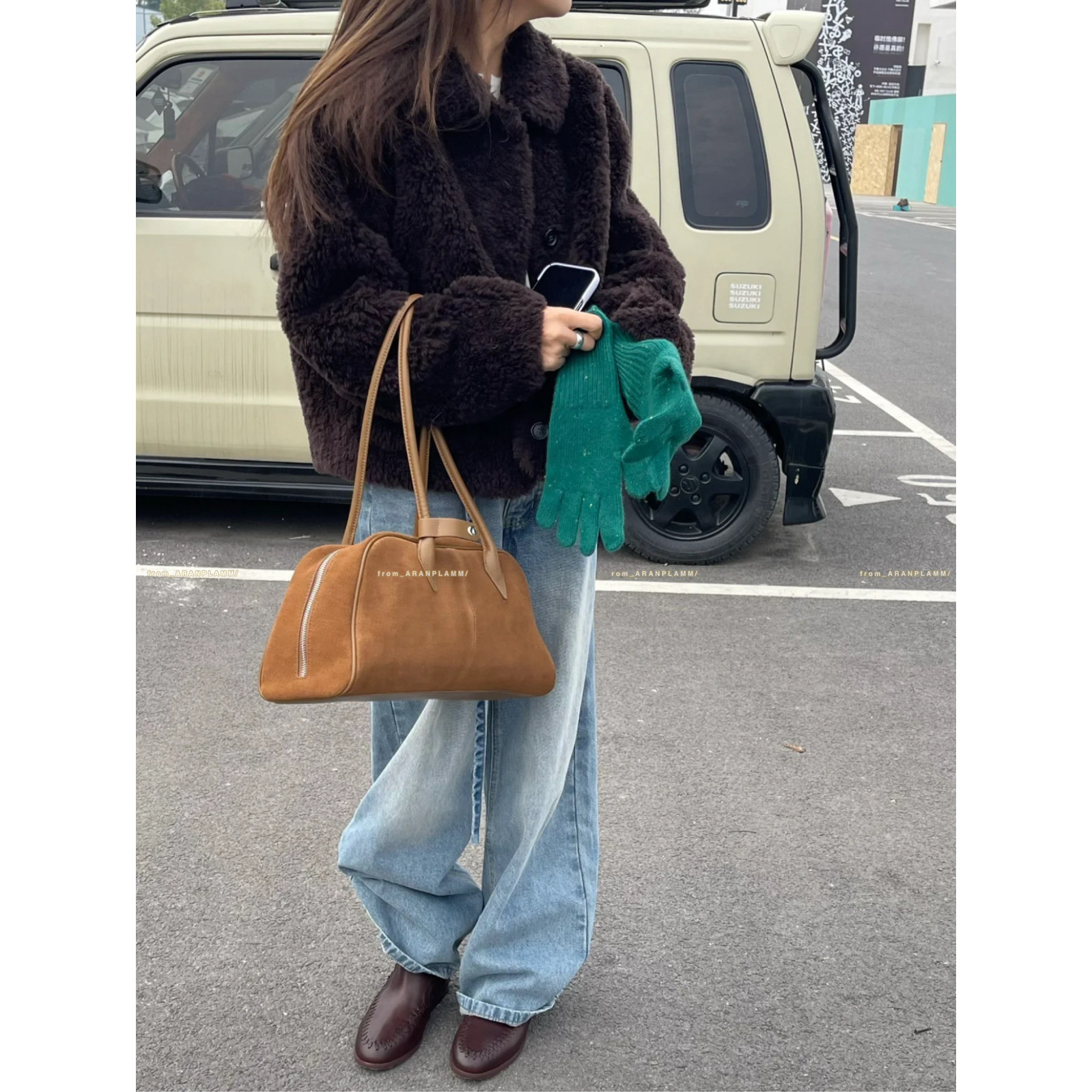 复古磨砂牛皮保龄球包女大容量手提单肩包通勤托特包,淘宝优惠券,粉丝福利购,淘宝优惠卷