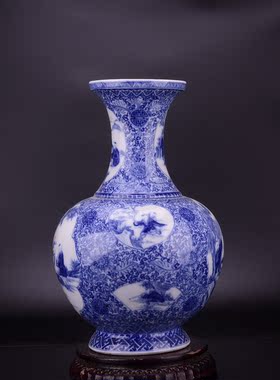大清康熙年制青花缠枝花开窗婴戏图纹罗斯柴尔德火漆印赏玉堂春瓶