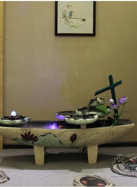 假山鱼池景观树脂爱莲说风水轮