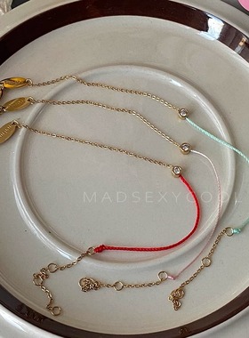 三色极细手链女简约风锆石