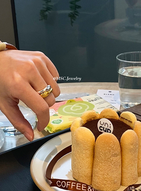 钛钢欧美素圈戒指弧形叠戴素圈