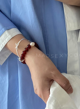 女7A级红玛瑙s925纯银本命年手链