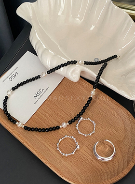 韩博主黑玛瑙s925纯银项链