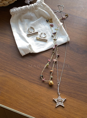 度假彩色石头手工串珠爱心项链