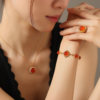 Natural South Red Agate Ice Red Fluorescent Living Ring for Women