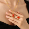 Southern red agate necklace and ring set animal year