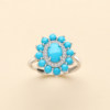 Natural Turquoise Sunflower Sterling Silver Adjustable Women's Ring