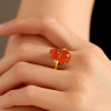 Baoshan Nanhong Imperial Green Jade 18K Gold Ring