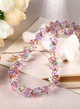 奥地利水晶项链女新娘结婚首饰薰衣草锁骨链原创设计小众森系配饰