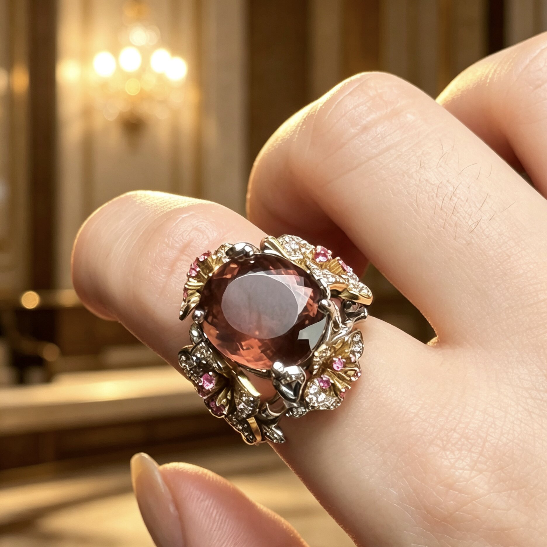 Qinxin Yaji Natural Tourmaline Ring 18k Gold Exquisite Design Colorful Jewelry Ring