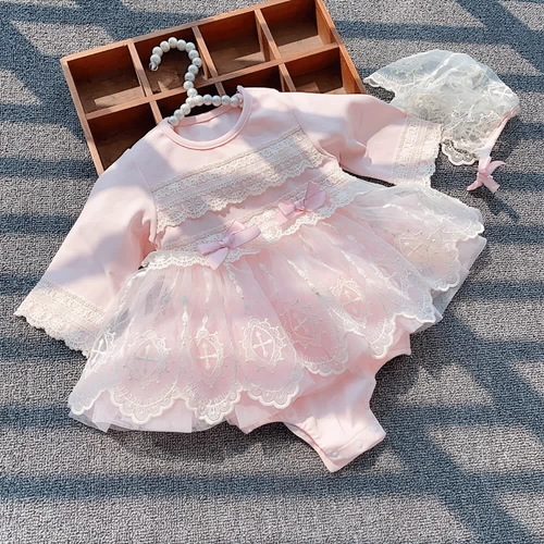 Платье на младенца, осенняя юбка для девочек, хлопковое боди, комплект, в корейском стиле, в западном стиле