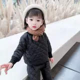 Стеганый пуховик для девочек, утепленный комплект, в корейском стиле, детская одежда, коллекция 2021