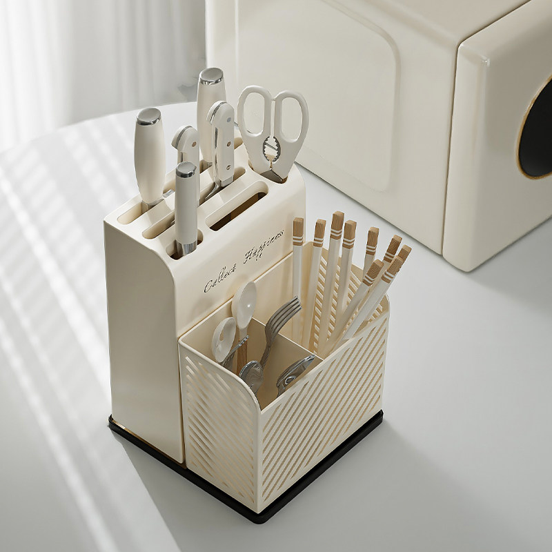 Chopstick tube and knife holder integrated kitchen multi-functional drain rack