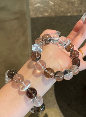 天然白水晶茶晶手链女款招财转运珠小众设计高级轻奢手饰送礼物