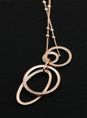 欧美长款镶嵌水钻挂件毛衣项链