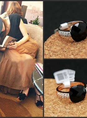 黑曜石玛瑙饰品日韩女夸张镶钻