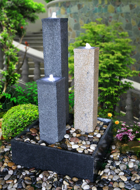 中式风摆件阳台庭院石材水景喷泉