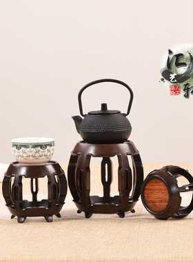 紫光檀微型盆景展示鼓形底座