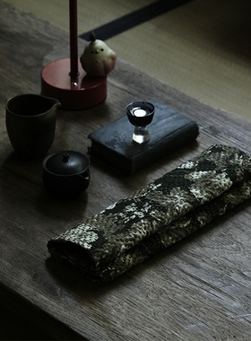 钟声刺绣 全手工 密密缝苔影繁花茶席茶垫 文艺家居置物垫隔热垫