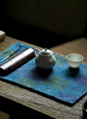 钟声刺绣 炫彩魔方茶席 密密缝 手工茶垫家居置物垫 隔热垫