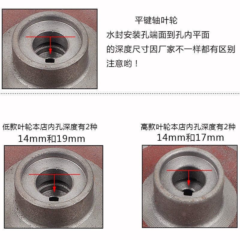 汽油机自吸水泵配件铸铁叶轮2寸3寸4寸平键螺纹高低16 18自吸水泵 - 图1