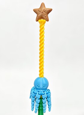 旋转魔法章鱼棒爆款渐变彩虹色解压触手可动解压玩具3D新品打印