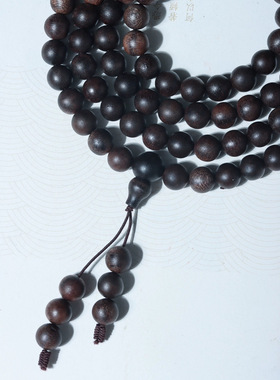 0.8㎝×108颗老料富森红土沉香手串秒沉水佛珠文玩手链男女款手链