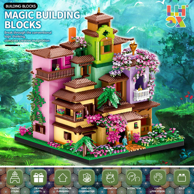 Villa flower house castle building block educational assembly toy