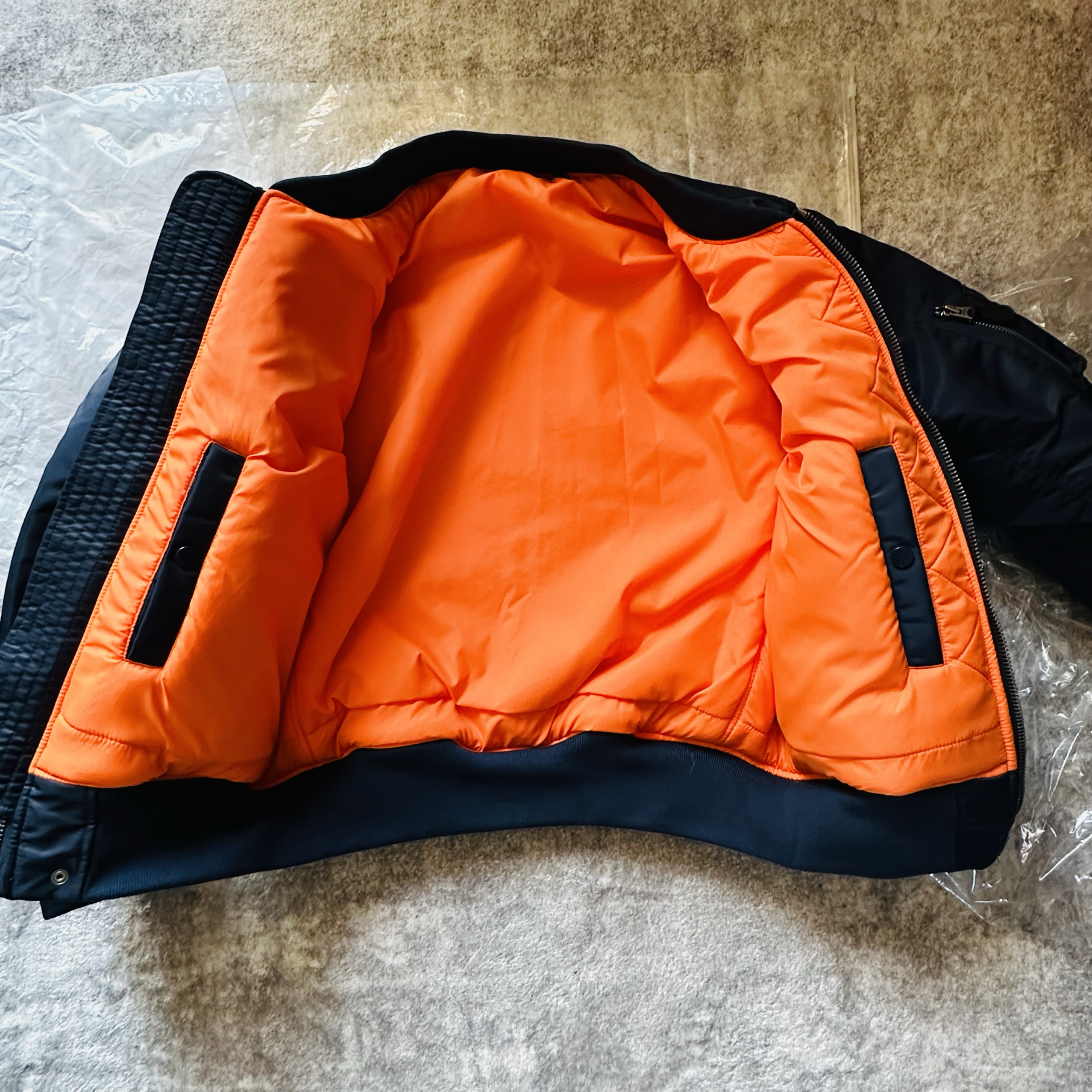 普鲁士蓝加厚300克羊毛毡MA1飞行夹克棉衣宽松飞行服男女通勤棉服 - 图0