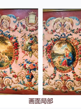 法式别墅客厅大堂挂画定制大型手绘欧式古典风格木板油画