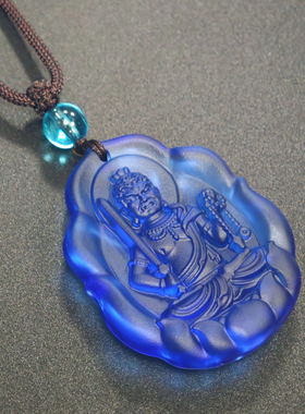 财神老舅 古法琉璃荷花八大守护神吊坠项链千手观音本命佛挂件