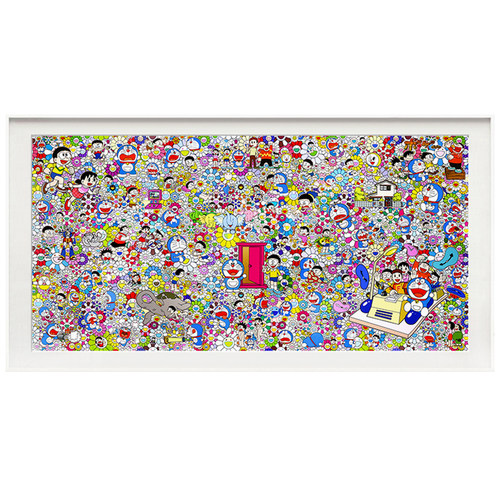 工作室客厅挂画潮流潮画 动漫卡通机器猫装饰画村上隆版画哆啦A梦 - 图3