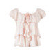 Qiushui Yiren Little Rose Pink Square Neck Chiffon Shirt ສໍາລັບແມ່ຍິງ