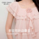 Qiushui Yiren Little Rose Pink Square Neck Chiffon Shirt ສໍາລັບແມ່ຍິງ