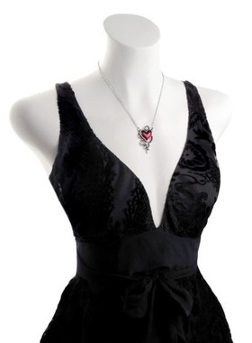 Alchemy Gothic ULFP20 DEVIL HEART 血红色珐琅质三维心形项链