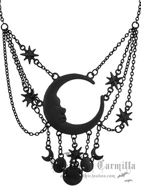 东欧无眠之夜哥特星辰复古项链