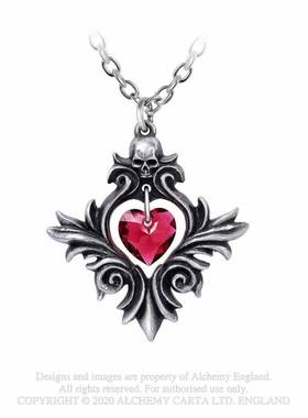 骷髅玫瑰红水晶心花束love项链