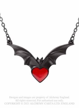 英国A牌阴暗蝙蝠之心哥特项链