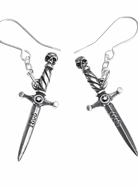 Alchemy Gothic E378 HAND OF MACBETH 复古做旧锡制匕首耳环