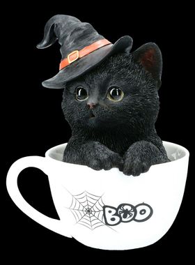 杯中的小黑猫树脂摆件