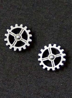 Alchemy Gothic E353 Industrilobe齿轮蒸汽朋克哥特复古赛博耳钉