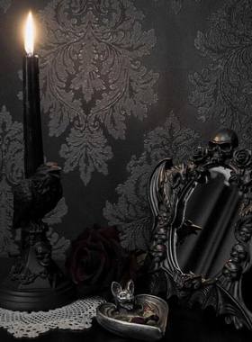 alchemy树脂暗黑哥特乌鸦烛台