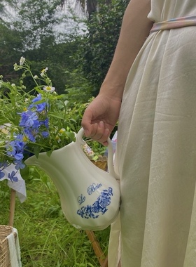 赴一场野餐法式乡村印花蓝色花瓶