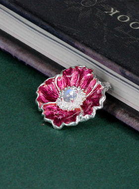 月光忘忧设计罂粟花原创吊坠