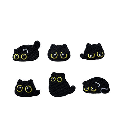 卡通黑猫羽绒服补丁贴自粘免缝儿童裤包衣服修补图案刺绣布贴小号 - 图3