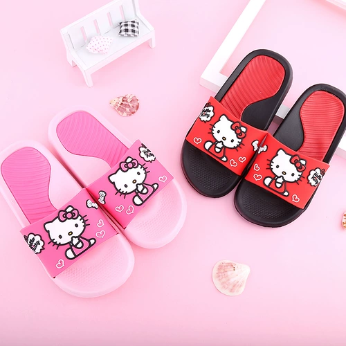 Hello Kitty, hello kitty, детские милые мультяшные мюли, женские тапочки для ванной комнаты