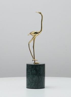 新中式黄铜仙鹤摆件家居装饰品高档工艺品客厅电视柜玄关书房摆设