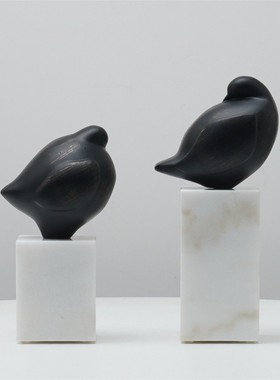 现代新中式黑色鸟装饰摆件高级感小众客厅电视柜玄关酒柜艺术摆设